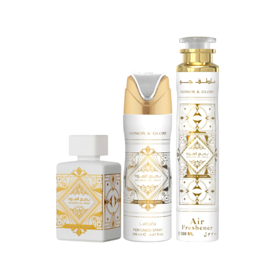 Lattafa Bade'e Al Oud Honor & Glory Unisex 3 Piece Gift Set